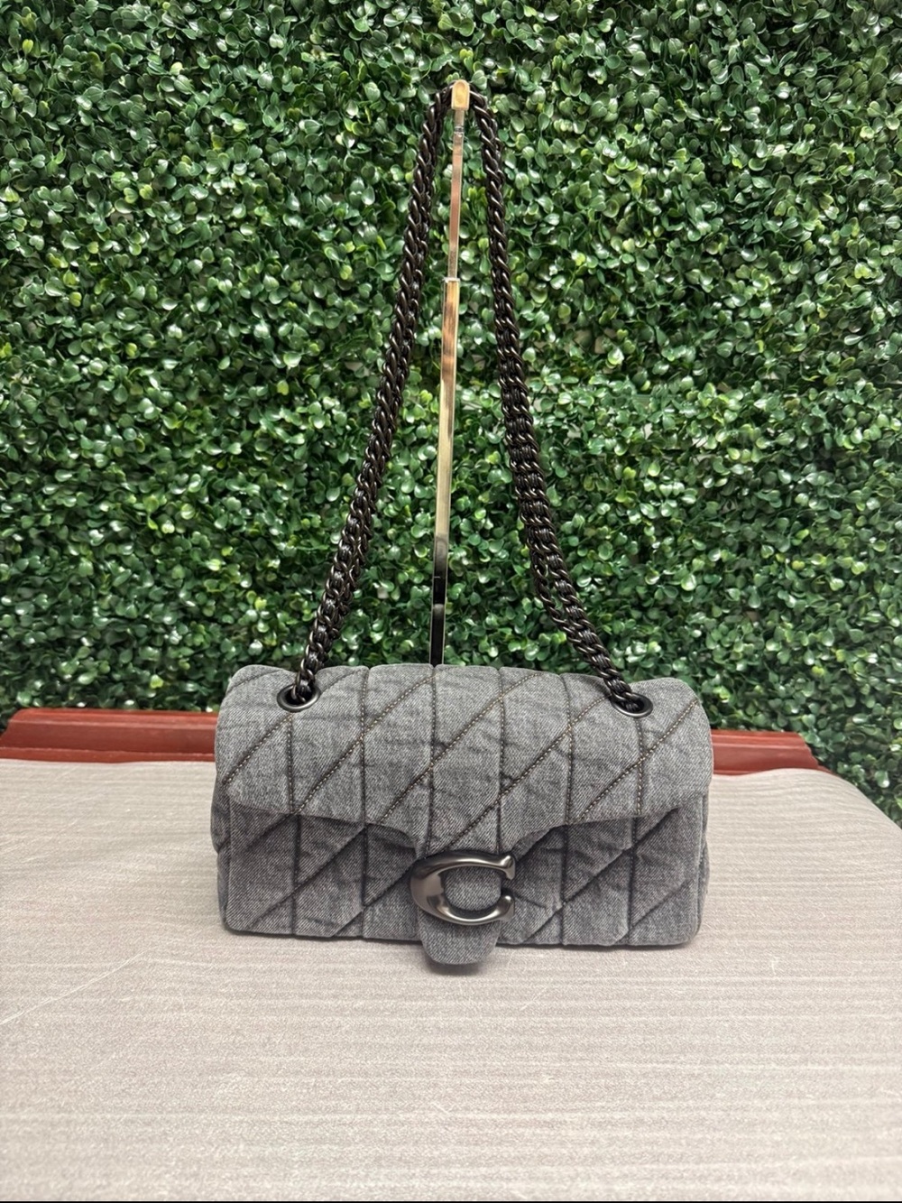 COACH Black Denim Tabby 26 Quilted Shoulder Bag Charcoal